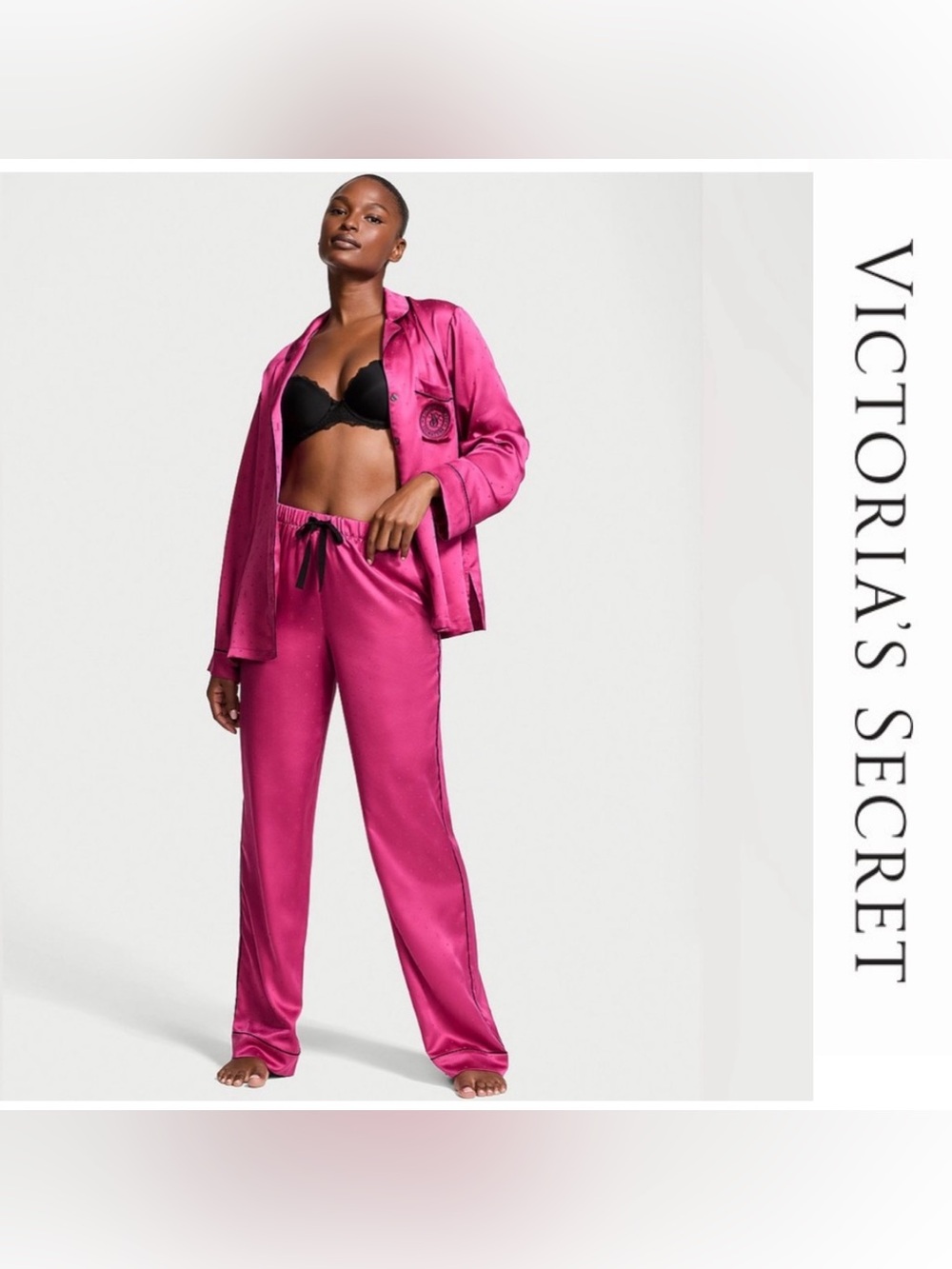 NWT | Victoria's Secret | Long Satin Pajama Set | Luscious Rose| Large